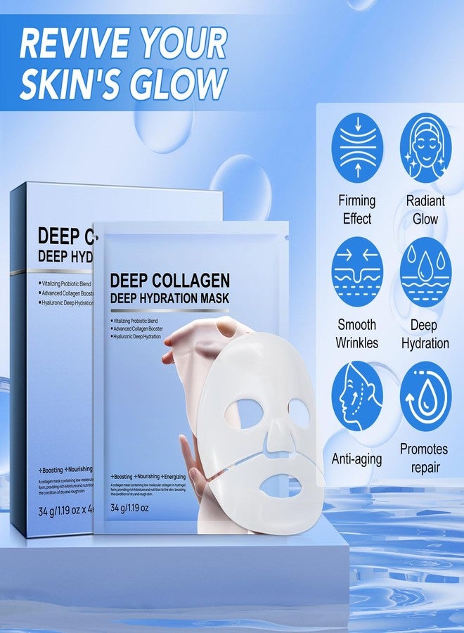 GOGIFTGO Collagen Face Mask,Collagen Real Deep Mask,Collagen Mask,Deep Hydrating Anti Wrinkle Lifting M-ask,Hydrogel M-asks for All Skin Types 34g*4ea - Image 2